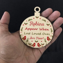 Red Ocean Robins Appear Memorial Christmas Bauble Wood Hanging Decoration Family Gift - thumbnail 5