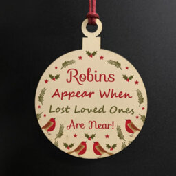 Red Ocean Robins Appear Memorial Christmas Bauble Wood Hanging Decoration Family Gift - thumbnail 2