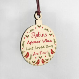 Red Ocean Robins Appear Memorial Christmas Bauble Wood Hanging Decoration Family Gift - thumbnail 4