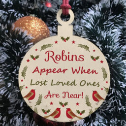 Red Ocean Robins Appear Memorial Christmas Bauble Wood Hanging Decoration Family Gift - thumbnail 3