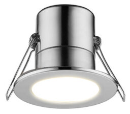 Luceco Eco Silver Chrome Effect Fixed Led Fire-Rated Warm White Downlight 5W Ip65 - thumbnail 1