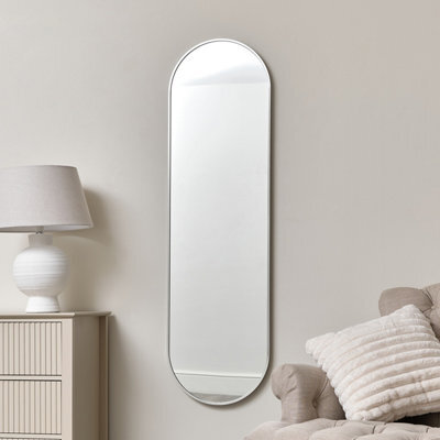 Melody Maison Silver Oval Framed Wall Mirror 140Cm X 40Cm - image 1