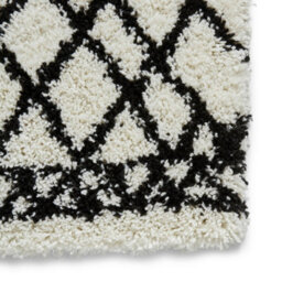 White Black Modern Geometric Shaggy Moroccan Easy To Clean Dining Room Rug-120Cm X 170Cm - thumbnail 4