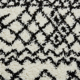 White Black Modern Geometric Shaggy Moroccan Easy To Clean Dining Room Rug-120Cm X 170Cm - thumbnail 2