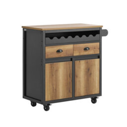 Sobuy Fkw122-Sch, Kitchen Trolley Kitchen Storage Trolley Mobile Kitchen Cabinet, Black,w89.5Xd40Xh87.5 - thumbnail 1