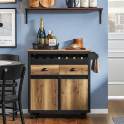 Sobuy Fkw122-Sch, Kitchen Trolley Kitchen Storage Trolley Mobile Kitchen Cabinet, Black,w89.5Xd40Xh87.5 - thumbnail 2