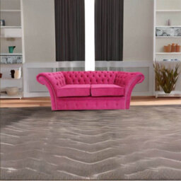 Chesterfield 2 Seater Danza Fuchsia Pink Fabric Sofa Settee In Balmoral Style - thumbnail 4