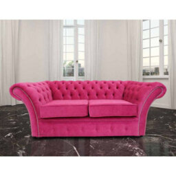 Chesterfield 2 Seater Danza Fuchsia Pink Fabric Sofa Settee In Balmoral Style