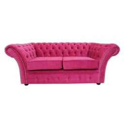 Chesterfield 2 Seater Danza Fuchsia Pink Fabric Sofa Settee In Balmoral Style - thumbnail 2