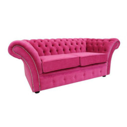 Chesterfield 2 Seater Danza Fuchsia Pink Fabric Sofa Settee In Balmoral Style - thumbnail 3