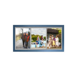 AK Frames 16X8 Gold Sleek Multi Photo Frame With Silver Mount - Holds 3 Apertures (3X) 7X5 Photos