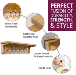 Hallowood Furniture Waverly Oak Coat Hanger With Shelf - thumbnail 2