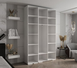 Arte Elegant White Inova 4 Hinged Door Wardrobe W1500mm H2370mm D470mm - Versatile Storage With Gold Round Handles - thumbnail 7
