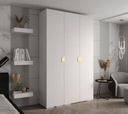Arte Elegant White Inova 4 Hinged Door Wardrobe W1500mm H2370mm D470mm - Versatile Storage With Gold Round Handles - thumbnail 2