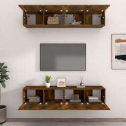 Berkfield Tv Cabinets 4 Pcs Smoked Oak 80X30X30 Cm Engineered Wood - thumbnail 3