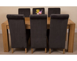 That's Furniture Kuba 180 X 90 Cm Chunky Oak Dining Table And 6 Chairs Dining Set With Montana Black Fabric Chairs - thumbnail 2