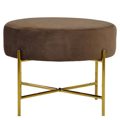 Lakeland Furniture Avon Mocha Brown Velvet Gold Leg Foot Stool - image 1