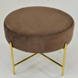 Lakeland Furniture Avon Mocha Brown Velvet Gold Leg Foot Stool - thumbnail 4
