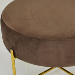 Lakeland Furniture Avon Mocha Brown Velvet Gold Leg Foot Stool - thumbnail 5