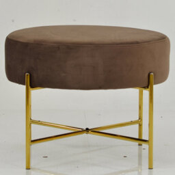 Lakeland Furniture Avon Mocha Brown Velvet Gold Leg Foot Stool - thumbnail 3