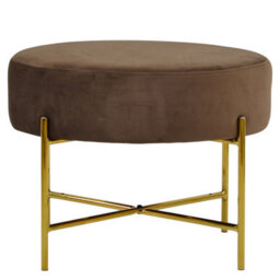 Lakeland Furniture Avon Mocha Brown Velvet Gold Leg Foot Stool - thumbnail 1