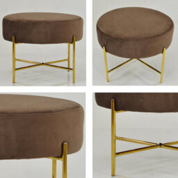 Lakeland Furniture Avon Mocha Brown Velvet Gold Leg Foot Stool - thumbnail 2