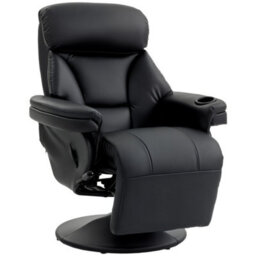 Black Manual Recliner Chair With Footrest, Upholstered Reclining Armchair - thumbnail 5