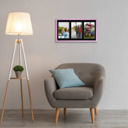 AK Frames 40X20Cm Pastel Pink Sleek Multi Photo Frame With Black Mount - Holds 3 Apertures (3X) 6X4 Photos - thumbnail 3