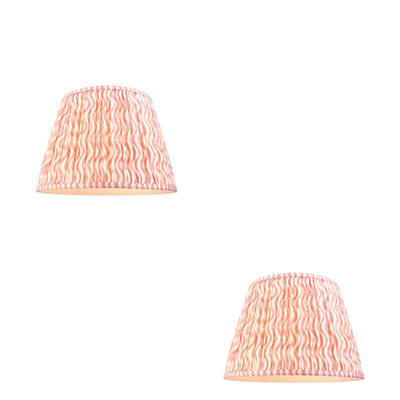 Loops Set Of 2 Coral Pink Tapered Lamp Shades - Handcrafted Elegance For Your Home - image 1