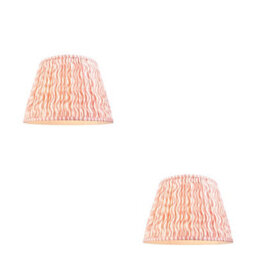 Loops Set Of 2 Coral Pink Tapered Lamp Shades - Handcrafted Elegance For Your Home - thumbnail 1