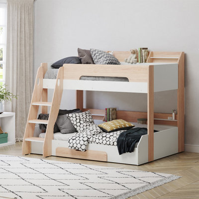 Flair Flick Triple Wooden Bunk Bed With Storage - Oak - image 1