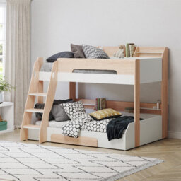 Flair Flick Triple Wooden Bunk Bed With Storage - Oak - thumbnail 1