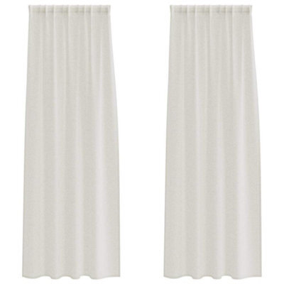 Berkfield Modern Curtains With Curtains 2 Pcs Cream Polyester
