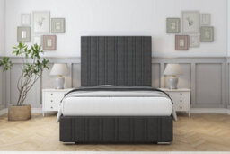 "Sloomy Langston Graphite Dumfries Deep-Sided Bed Frame With 50"" Upholstered Headboard 6' Super King" - thumbnail 1