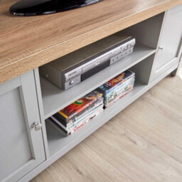 Home Source Avon 2 Door 36mm Thick Top Wide Tv Stand Shelf Unit Grey - thumbnail 5