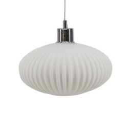 First Choice Lighting White Oval Glass Kitchen Dining Ceiling Light Pendant With Chrome - thumbnail 7