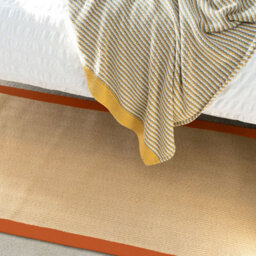 Loomed Beige Natural Jute Herringbone Pattern Non Slip Rust Border Rug 70Cm X 240Cm - thumbnail 2