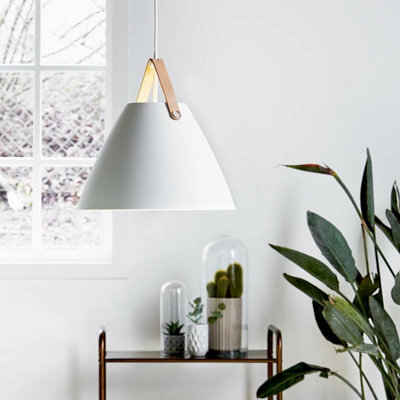 Nordlux Strap Modern Metal Pendant Light Brown & Black Strap White, Mains - image 1