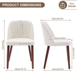 London Boutique Set Of 2 Upholstered Dining Chairs, Fabric Kitchen Chairs With Backrests, Wooden Legs For Dining Room, Beige - thumbnail 2