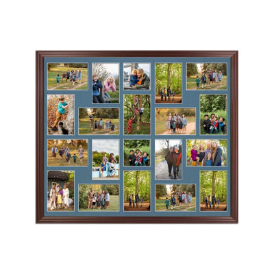 AK Frames 80X70Cm Rose Wood Classic Multi Photo Frame With Pompadour Mount - Holds 20 Apertures (18X) 6X4, (2X) 4X4 Photos - image 1