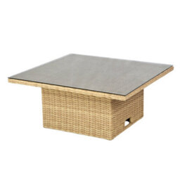 St. Tropez Garden Corner Sofa With Rising Table In Natural Rattan. 6 Seater With Footstools & Weatherproof Cushions - thumbnail 6