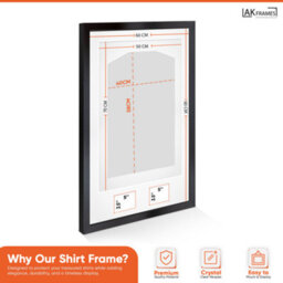 "AK Frames 90X60Cm Matte Black Football Shirt Frame With White Mount - 58X40Cm Shirt Window Plus Two 5X3.5"" Photo Apertures" - thumbnail 3