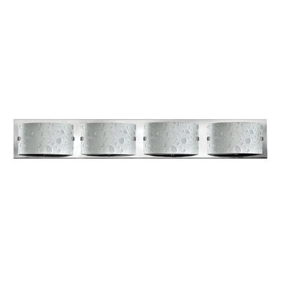 Stylish Ip44 4-Bulb Wall Light With Bubble Art Glass And Chrome Finish