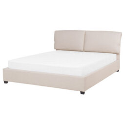 Beliani Bed Fabric Belfort 160 X 200 Cm (Eu King Size) Light Beige - thumbnail 1