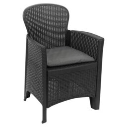 Urbn-Garden Set Of 5 Black Anthracite Plastic Square Table & Chair Outdoor Garden Patio Furniture Set - thumbnail 7