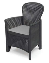 Urbn-Garden Set Of 5 Black Anthracite Plastic Square Table & Chair Outdoor Garden Patio Furniture Set - thumbnail 6