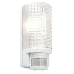 Luminosa Lighting Luminosa Motion 1 Light Outdoor Pir Wall Light Frosted, Gloss White Ip44, E27