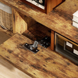 Homcom 120 Cm Floating Tv Unit With Flip Drawer And Shelves, Rustic Brown - thumbnail 9