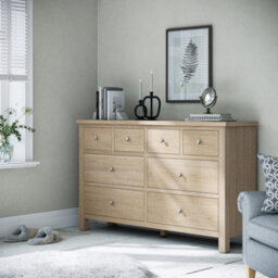 Farro Washed Oak Xl 8 Drawer Chest Fully Assembled - By Roseland Furniture - thumbnail 3