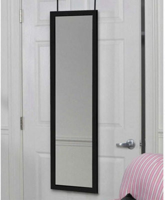 Trendi 48 Inch Long Wall Mirror Over Door Full Length Bedroom Bathroom Hanging Dress Mirror Black - image 1